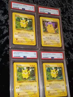 4 Total- 1999 Pokemon Base Set/Jungle Pikachu 58 - 60 - PSA 7/7/6/5 Unlimited - Image 3