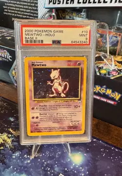Pokemon TCG Mewtwo Base Set 2 Holo Rare Card 10/130 Vintage WOTC MP - Image 1