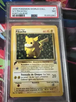 PSA 7 Pokemon Ivy Pikachu Portuguese World Collection Promo Card #1 WOTC - Image 1