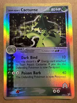 POKEMON TEAM MAGMA VS TEAM AQUA CACTURNE REVERSE HOLO CARD 1/95 LP - Image 1