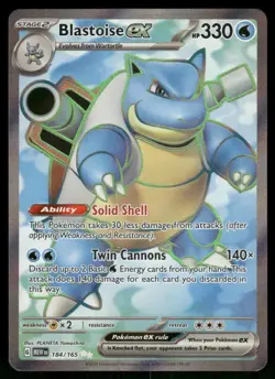 2023 Blastoise ex 184/165 Ultra Rare Holo NM Pokemon SV: Scarlet & Violet 151 - Image 1