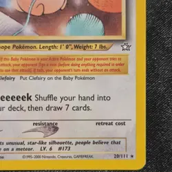 Pokemon TCG Cleffa 1st Edition 20/111 Neo Genesis Rare 30 HP Regular English - Image 5