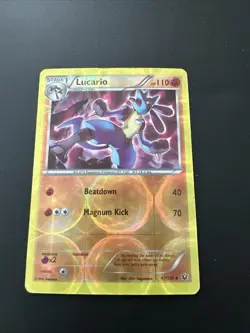 POKEMON LUCARIO 47/124 REVERSE HOLO RARE FATES COLLIDE LP - Image 2