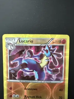 POKEMON LUCARIO 47/124 REVERSE HOLO RARE FATES COLLIDE LP - Image 3