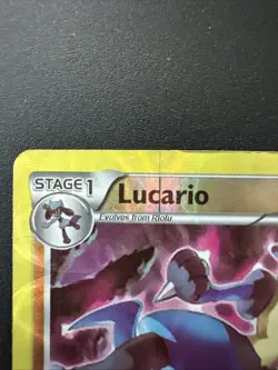 POKEMON LUCARIO 47/124 REVERSE HOLO RARE FATES COLLIDE LP - Image 4