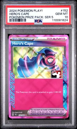 2024 POKEMON PLAY! POKEMON PRIZE PACK: SERIES 5 #152 HERO'S CAPE PSA 10 - Image 1