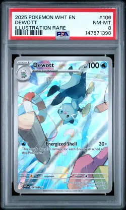 2025 Pokemon WHT EN-WHITE FLARE #106 DEWOTT - PSA NM-MT 8 - Image 1