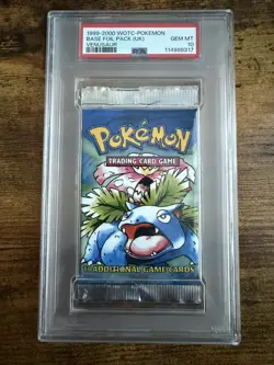 1999 WOTC Pokemon Base Set Booster Pack Venusaur PSA10 - Image 1