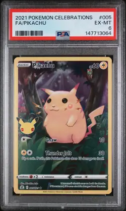 2021 Pokemon Celebrations - Pikachu Full Art FA #005 - PSA 6 - Image 1