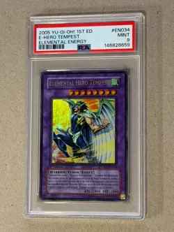 2005 Yu-Gi-Oh! 1st Ed. Elemental Hero Tempest Elemental Energy #EN034 PSA 9 MT - Image 1