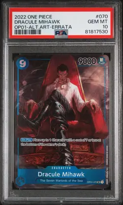 DRACULE MIHAWK OP01-070 PSA 10 ALT ART ROMANCE DAWN ONE PIECE TCG 2022 - Image 1