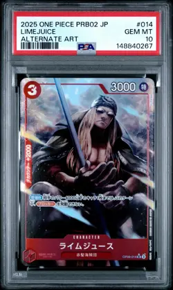 One Piece Japanese PRB02 LIMEJUICE Alternate Art PSA 10 #014 - Image 1