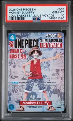 2026 ONE PIECE PROMOS COLLEGE BASKETBALL US VOYAGE MONKEY D. LUFFY PSA 10 - Image 2