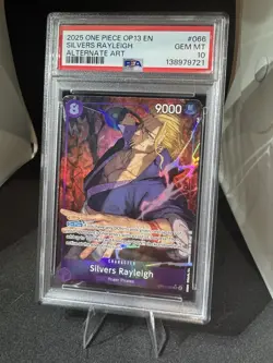 One Piece Carrying On His Will OP13-066 - Silvers Rayleigh Alt Art PSA 10 ENG - Image 1