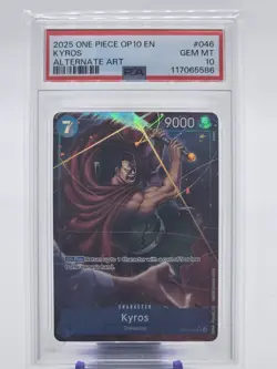 2025 ONE PIECE OP10-ROYAL BLOOD | ALTERNATE ART #046 KYROS PSA 10 - ENGLISH - Image 1