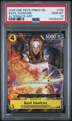 One Piece - PRB02 - Basil Hawkins - OP10-109 Alt Art - PSA 10 - Image 1