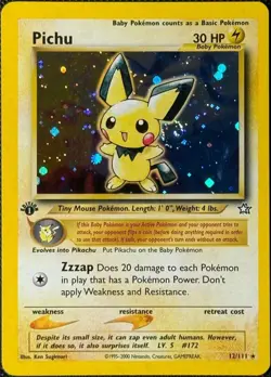 Pokemon Cards Pichu 12/111 1ST EDITION Neo Genesis Holo Rare NM - Image 1