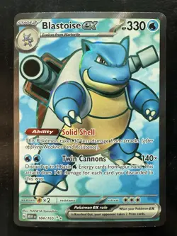 Pokemon Blastoise ex Ultra Rare Full Art Holo 184/165 Scarlet & Violet 151 (NM) - Image 1