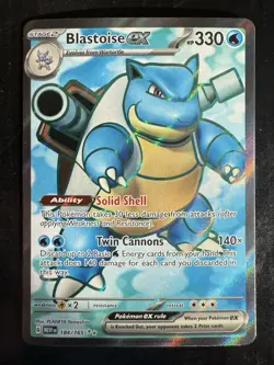 Pokemon Blastoise ex Ultra Rare Full Art Holo 184/165 Scarlet & Violet 151 (NM) - Image 2
