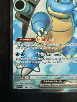 Pokemon Blastoise ex Ultra Rare Full Art Holo 184/165 Scarlet & Violet 151 (NM) - Image 5