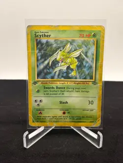 1999 Pokemon WOTC 1st Edition Jungle Scyther Non-Holo Rare 26/64 Damaged - Image 1