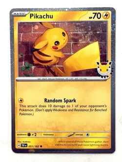 Pikachu 051/162 Pokemon Day STAMPED Cosmos SWIRL Pokemon TCG 30th Anniversary - Image 1