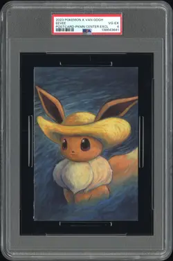 2023 POKEMON X VAN GOGH POSTCARD POKEMON CENTER EXCLUSIVE EEVEE PSA 4 - Image 1