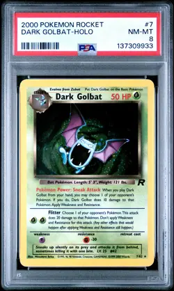 2000 POKEMON ROCKET #7 DARK GOLBAT-HOLO PSA 8 - Image 1