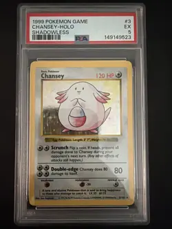 Shadowless Chansey PSA 5 Pokemon Base Set Holo Rare - Image 1