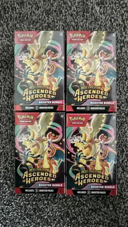 Pokemon TCG Sealed Ascended Hero’s Booster Bundles X4 - Image 1