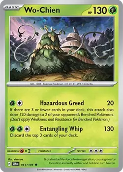 Wo-Chien Reverse Holo Pokemon Surging Sparks 015/191 NM - Image 1