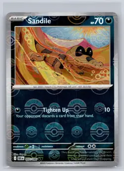 Sandile (Poke Ball Pattern) 057/086 Common Black Bolt Pokemon Near Mint - Image 1
