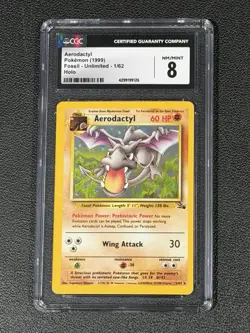 CGC 8 NM/MINT Aerodactyl 1/62 Fossil Holo Pokemon Card - Image 1