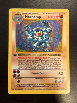 Machamp 8/102 Base Set Holo 1st Edition Shadowless 1999 WOTC Pokemon Card HP - Image 1