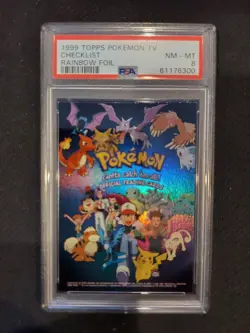 PSA 8 Rainbow Foil Checklist 1999 Topps Pokemon - Image 1