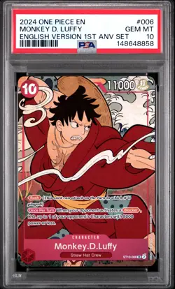 2024 ONE PIECE ENGLISH VERSION 1ST ANNIVERSARY SET #006 MONKEY D. LUFFY PSA 10 - Image 1