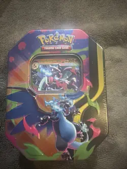 Pokemon Mega Charizard ex Factory Sealed Tin Box - Charizard X - 4 Booster Packs - Image 1