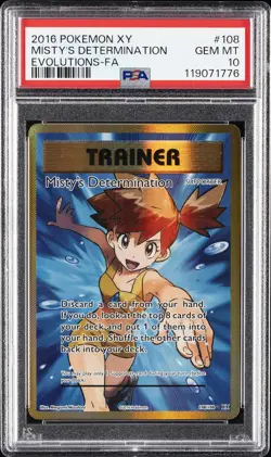 2016 POKEMON XY EVOLUTIONS #108 FULL ART/MISTY'S DETERMINATION PSA 10 - Image 1