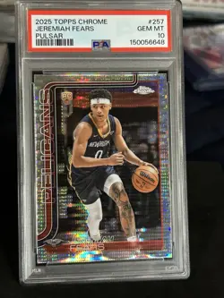 2025-26 Topps Chrome Jeremiah Fears RC Pulsar Refractor PSA 10 #257 Pelicans - Image 1