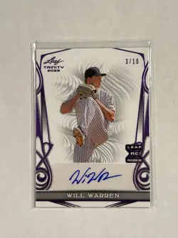 2023 Leaf Trinity Will Warren RC Auto #BA-WW1 #/10 Purple New York Yankees MLB - Image 1