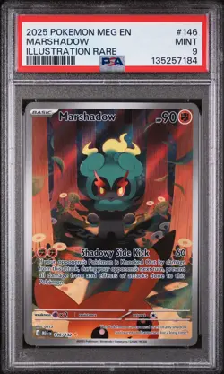 2025 POKEMON MEG EN-MEGA EVOLUTION ILLUSTRATION RARE #146 MARSHADOW PSA 9 - Image 1
