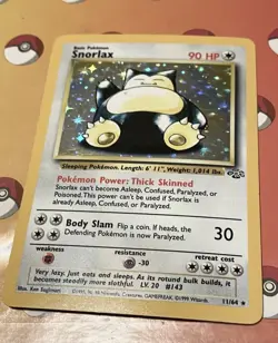 Pokemon Snorlax 11/64 Jungle Holo Rare 90 HP English TCG Card - Image 1