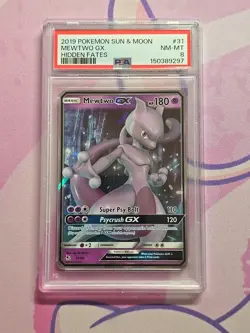 PSA 8 MEWTWO GX 31 HIDDEN FATES POKEMON CARD - Image 1