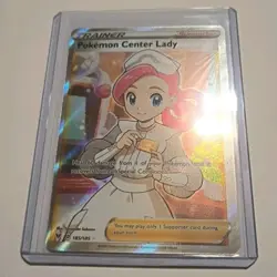 Pokemon Center Lady Full Art Ultra Rare Holo Trainer Card 185/185 TCG - Image 2