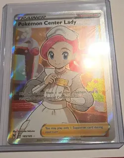 Pokemon Center Lady Full Art Ultra Rare Holo Trainer Card 185/185 TCG - Image 3