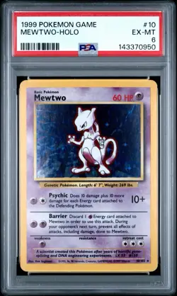 PSA 6 Mewtwo 10 Base Set Unlimited 1999 Pokemon Card - Image 1