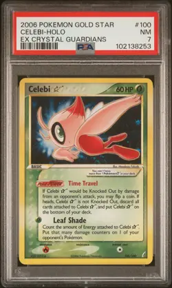 2006 POKEMON EX CRYSTAL GUARDIANS GOLD STAR #100 CELEBI-HOLO PSA 7 - Image 1
