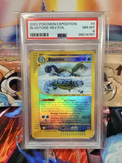 POKEMON 2002 BLASTOISE REVERSE HOLO EXPEDITION PSA 8 - Image 1