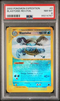 POKEMON 2002 BLASTOISE REVERSE HOLO EXPEDITION PSA 8 - Image 2