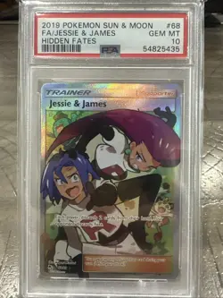 ✨🖤 Jesse & James Sun & Moon Hidden Fates 68/68 PSA 10 Certified Gem Pokemon 🚀 - Image 1